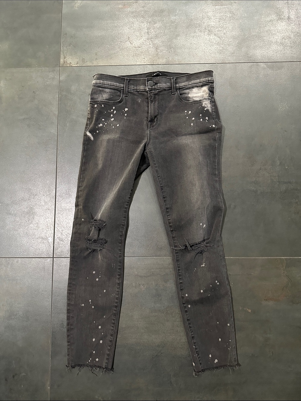 J Brand Black Washed Distressed Skinny Jeans size 28